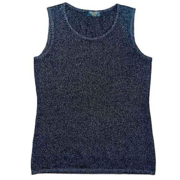 Charter Club Cashmere Blue Shimmering Sleeveless Scoop Neck Sweater Size Small - Picture 2 of 15